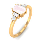 Natural Rose Quartz Solitaire Ring with Diamond Side Stones Rose Quartz - ( AAA ) - Quality - Rosec Jewels