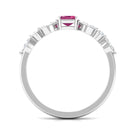 3/4 CT Real Pink Tourmaline Solitaire Ring with Diamond Side Stones Pink Tourmaline - ( AAA ) - Quality - Rosec Jewels