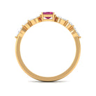 3/4 CT Real Pink Tourmaline Solitaire Ring with Diamond Side Stones Pink Tourmaline - ( AAA ) - Quality - Rosec Jewels