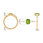 Classic Peridot Solitaire Ring with Moissanite Side Stones in Gold Peridot - ( AAA ) - Quality - Rosec Jewels