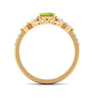 Classic Peridot Solitaire Ring with Moissanite Side Stones in Gold Peridot - ( AAA ) - Quality - Rosec Jewels