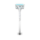 Split Shank Emerald Cut Shape Solitaire Sky Blue Topaz and Diamond Ring Sky Blue Topaz - ( AAA ) - Quality - Rosec Jewels