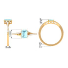 Split Shank Emerald Cut Shape Solitaire Sky Blue Topaz and Diamond Ring Sky Blue Topaz - ( AAA ) - Quality - Rosec Jewels