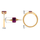 1.50 CT Natural Rhodolite Solitaire Ring with Diamond Accent Rhodolite - ( AAA ) - Quality - Rosec Jewels