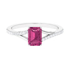 1.50 CT Natural Pink Tourmaline Solitaire Split Shank Ring with Diamond Pink Tourmaline - ( AAA ) - Quality - Rosec Jewels