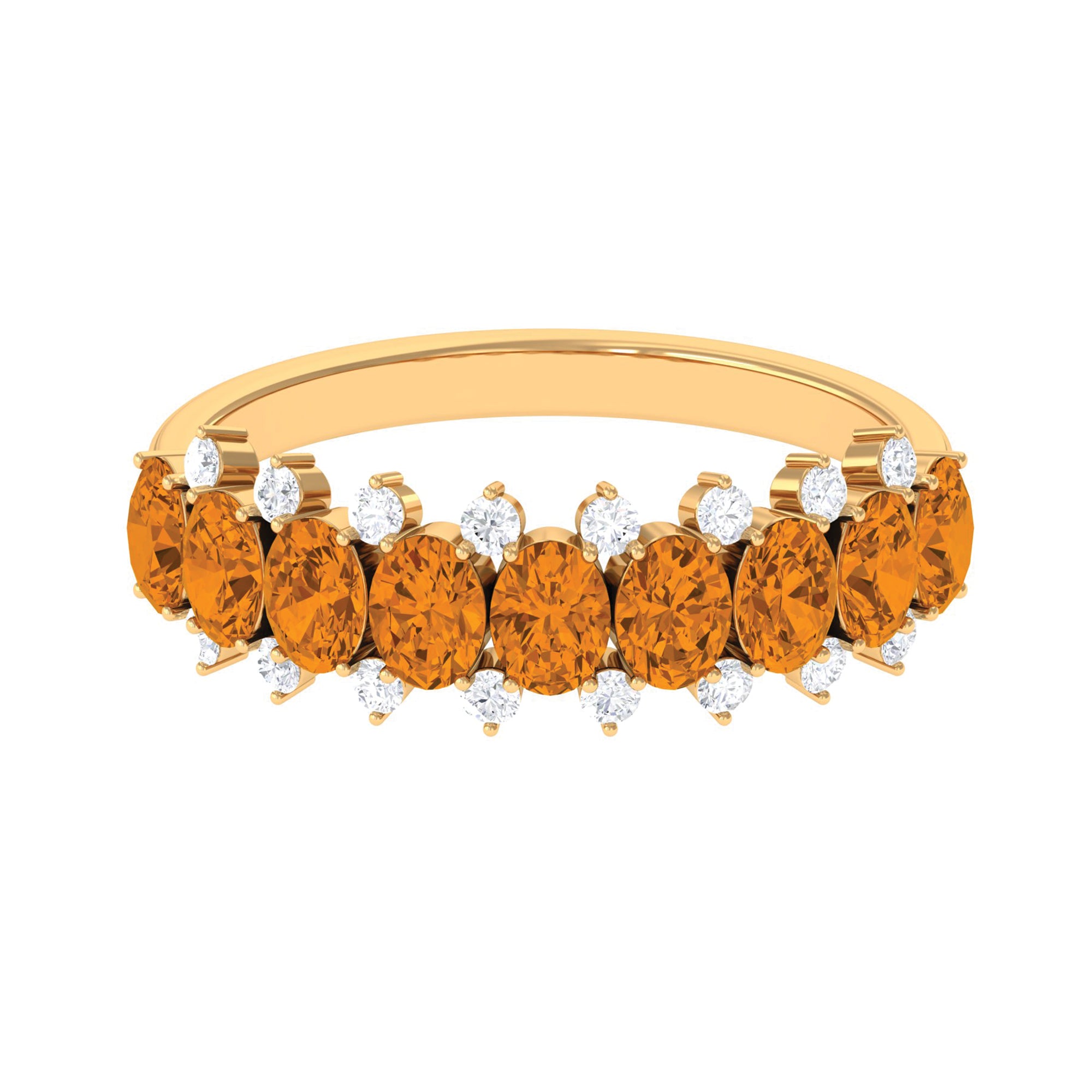 1.75 CT Oval Cut Citrine Half Eternity Ring with Diamond Stones Citrine - ( AAA ) - Quality - Rosec Jewels