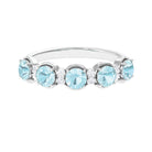 2 CT Round Sky Blue Topaz and Diamond Half Eternity Ring Sky Blue Topaz - ( AAA ) - Quality - Rosec Jewels