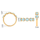 2 CT Round Sky Blue Topaz and Diamond Half Eternity Ring Sky Blue Topaz - ( AAA ) - Quality - Rosec Jewels