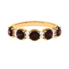 2 Carat Round Garnet Half Eternity Band with Diamond Garnet - ( AAA ) - Quality - Rosec Jewels