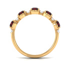 2 Carat Round Garnet Half Eternity Band with Diamond Garnet - ( AAA ) - Quality - Rosec Jewels