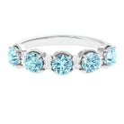 1.5 Carat Round Aquamarine Half Eternity Band with Diamond Aquamarine - ( AAA ) - Quality - Rosec Jewels