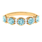 1.5 Carat Round Aquamarine Half Eternity Band with Diamond Aquamarine - ( AAA ) - Quality - Rosec Jewels