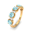 1.5 Carat Round Aquamarine Half Eternity Band with Diamond Aquamarine - ( AAA ) - Quality - Rosec Jewels