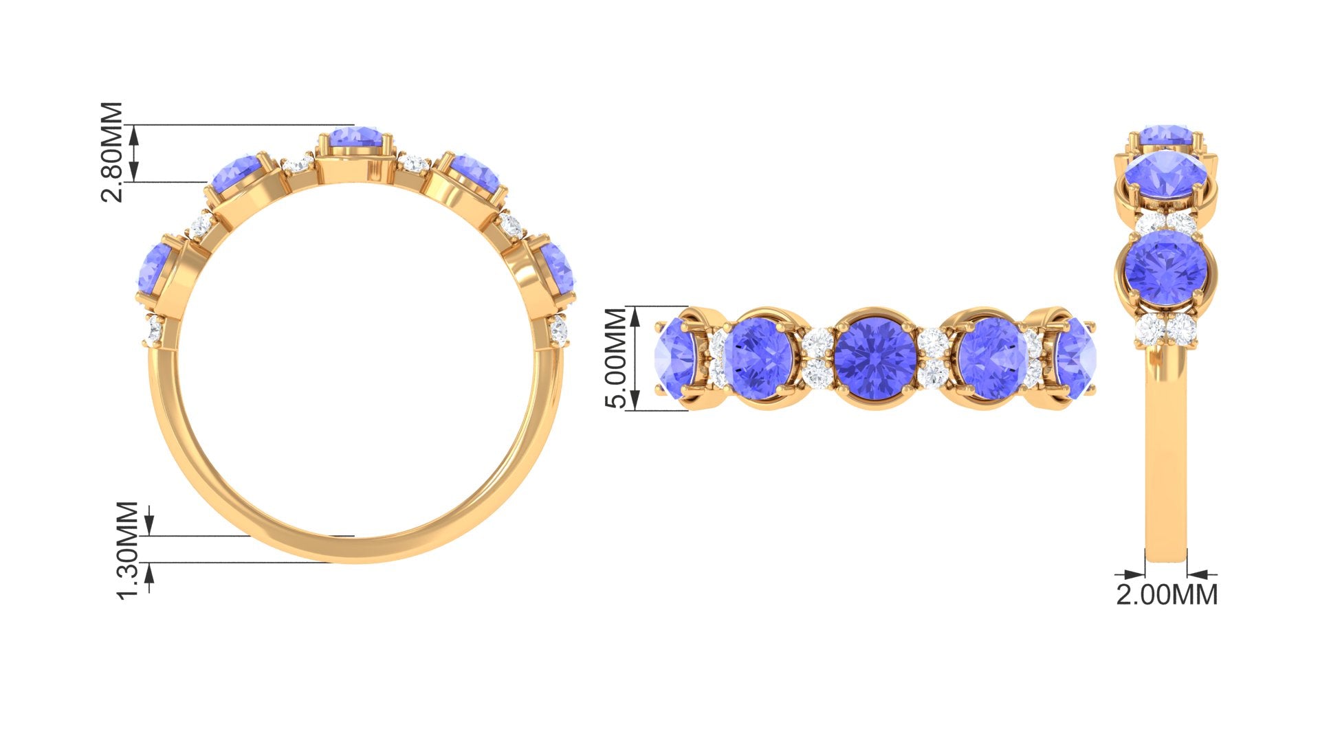 Tanzanite Wedding Half Eternity Ring Tanzanite - ( AAA ) - Quality - Rosec Jewels