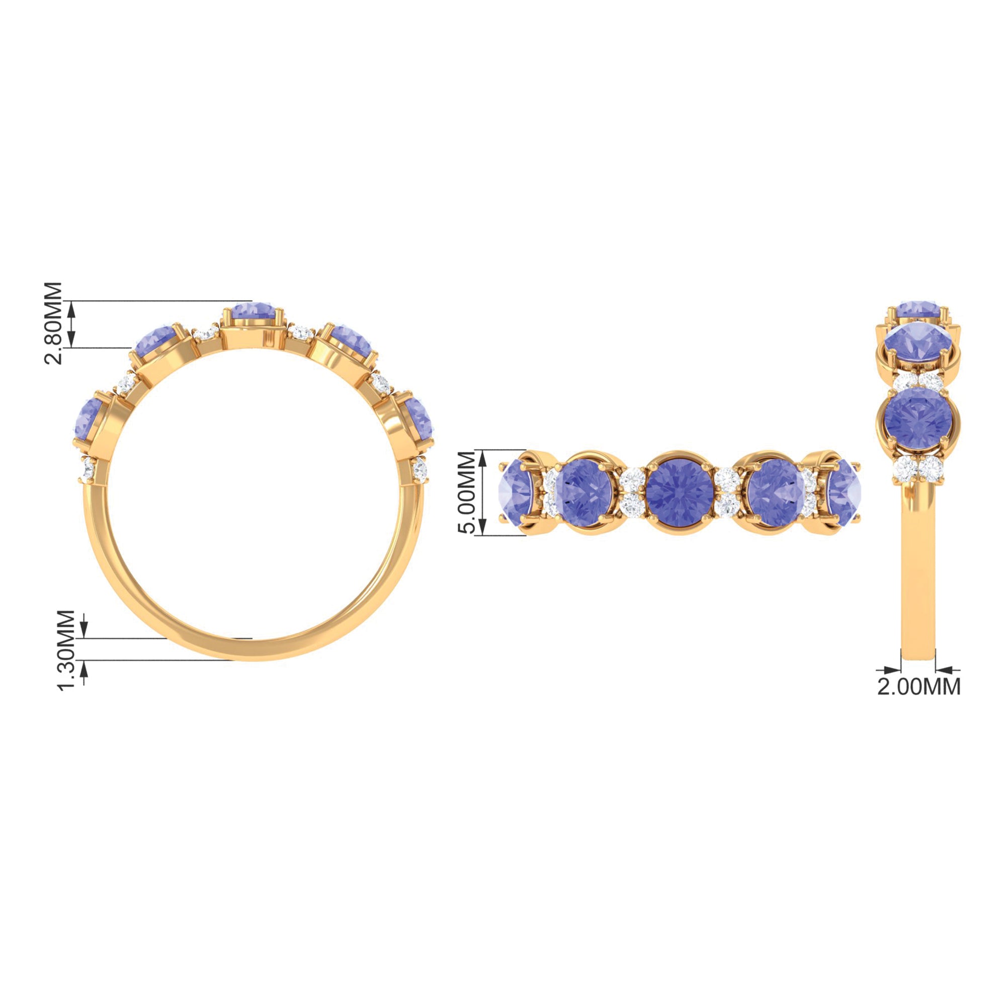 Tanzanite Wedding Half Eternity Ring Tanzanite - ( AAA ) - Quality - Rosec Jewels