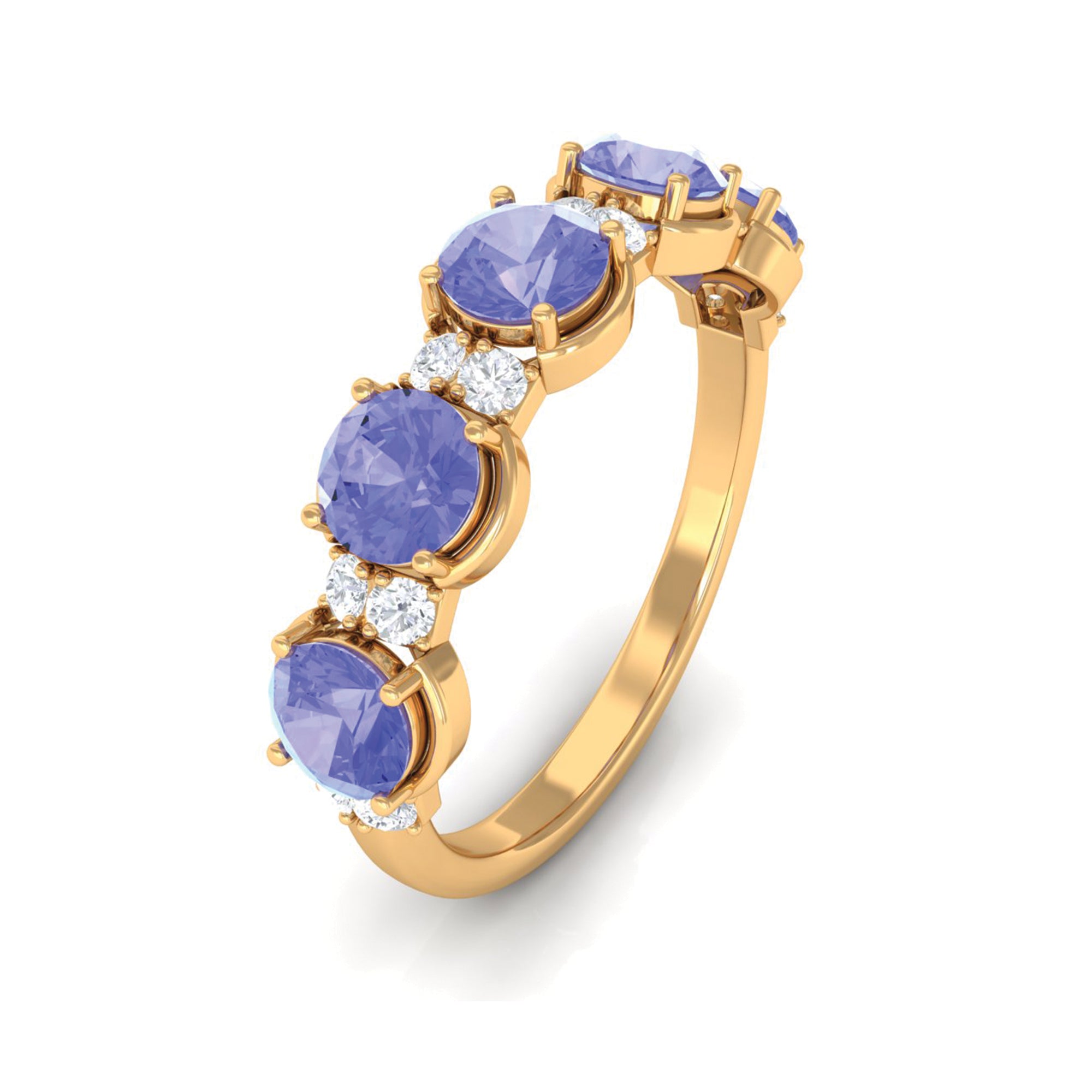 Tanzanite Wedding Half Eternity Ring Tanzanite - ( AAA ) - Quality - Rosec Jewels