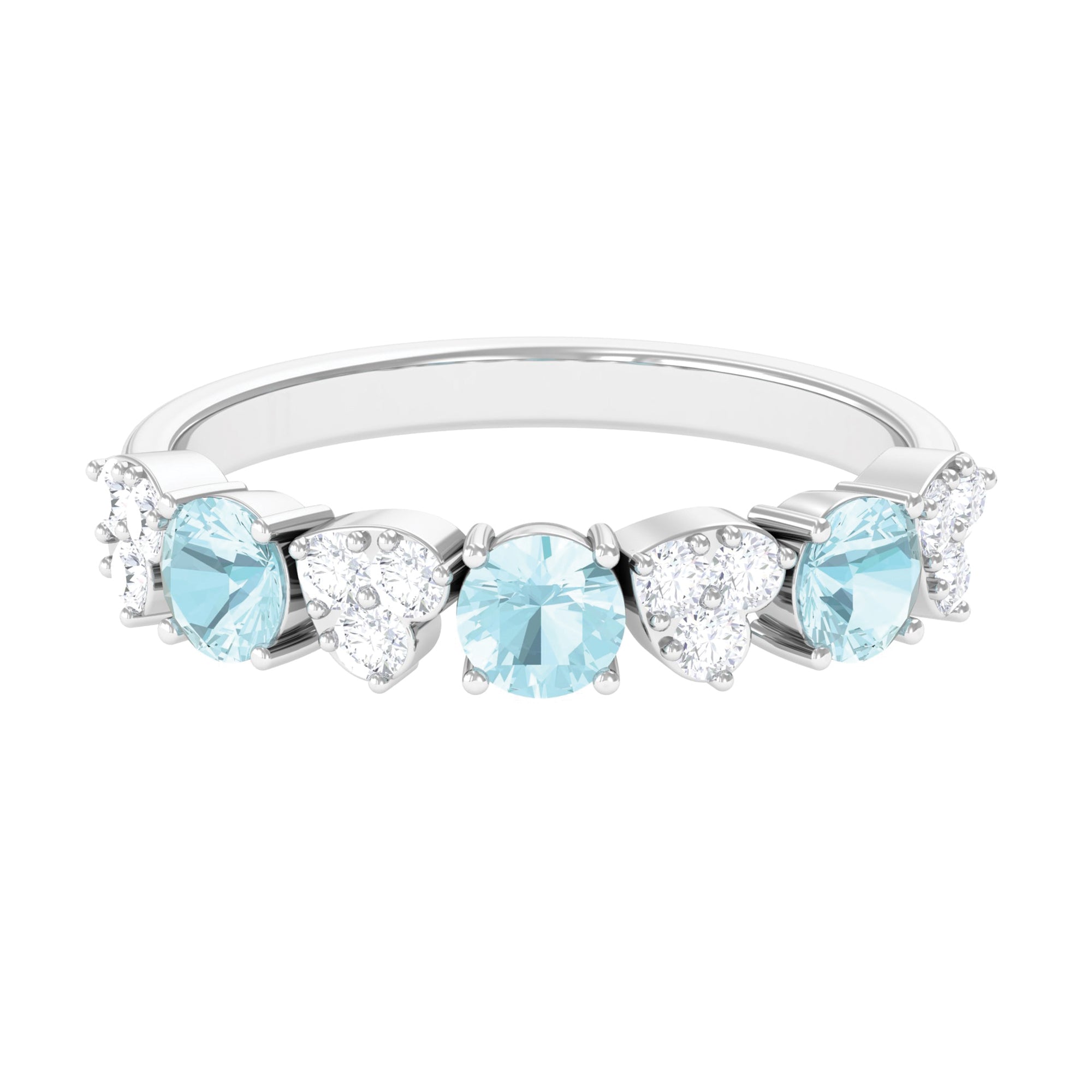 1.25 CT Alternate Sky Blue Topaz and Diamond Half Eternity Ring Sky Blue Topaz - ( AAA ) - Quality - Rosec Jewels