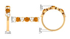 Alternate Citrine and Pave Diamond Heart Half Eternity Ring Citrine - ( AAA ) - Quality - Rosec Jewels