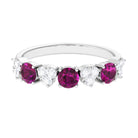 1.50 CT Rhodolite and Diamond Heart Shape Alternate Eternity Ring Rhodolite - ( AAA ) - Quality - Rosec Jewels