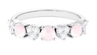 Rose Quartz and Diamond Heart Shape Alternate Half Eternity Ring Rose Quartz - ( AAA ) - Quality - Rosec Jewels