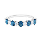 1.50 CT Alternate London Blue Topaz and Diamond Half Eternity Ring London Blue Topaz - ( AAA ) - Quality - Rosec Jewels