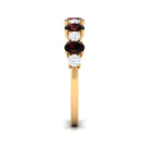 1.25 Carat Oval Garnet Half Eternity Band with Diamond Garnet - ( AAA ) - Quality - Rosec Jewels