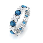 3.25 CT Designer London Blue Topaz and Diamond Eternity Ring London Blue Topaz - ( AAA ) - Quality - Rosec Jewels