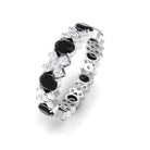 Black Onyx and Moissanite Designer Eternity Ring Black Onyx - ( AAA ) - Quality - Rosec Jewels