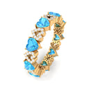 2.75 CT Swiss Blue Topaz and Diamond Heart Eternity Ring Swiss Blue Topaz - ( AAA ) - Quality - Rosec Jewels