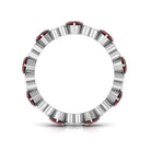 Garnet and Diamond Heart Shape Eternity Ring Garnet - ( AAA ) - Quality - Rosec Jewels