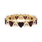 Garnet and Diamond Heart Shape Eternity Ring Garnet - ( AAA ) - Quality - Rosec Jewels