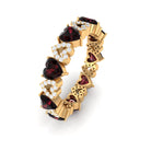 Garnet and Diamond Heart Shape Eternity Ring Garnet - ( AAA ) - Quality - Rosec Jewels