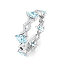 Aquamarine and Diamond Full Eternity Ring with Crossover Shank Aquamarine - ( AAA ) - Quality - Rosec Jewels