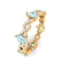 Aquamarine and Diamond Full Eternity Ring with Crossover Shank Aquamarine - ( AAA ) - Quality - Rosec Jewels