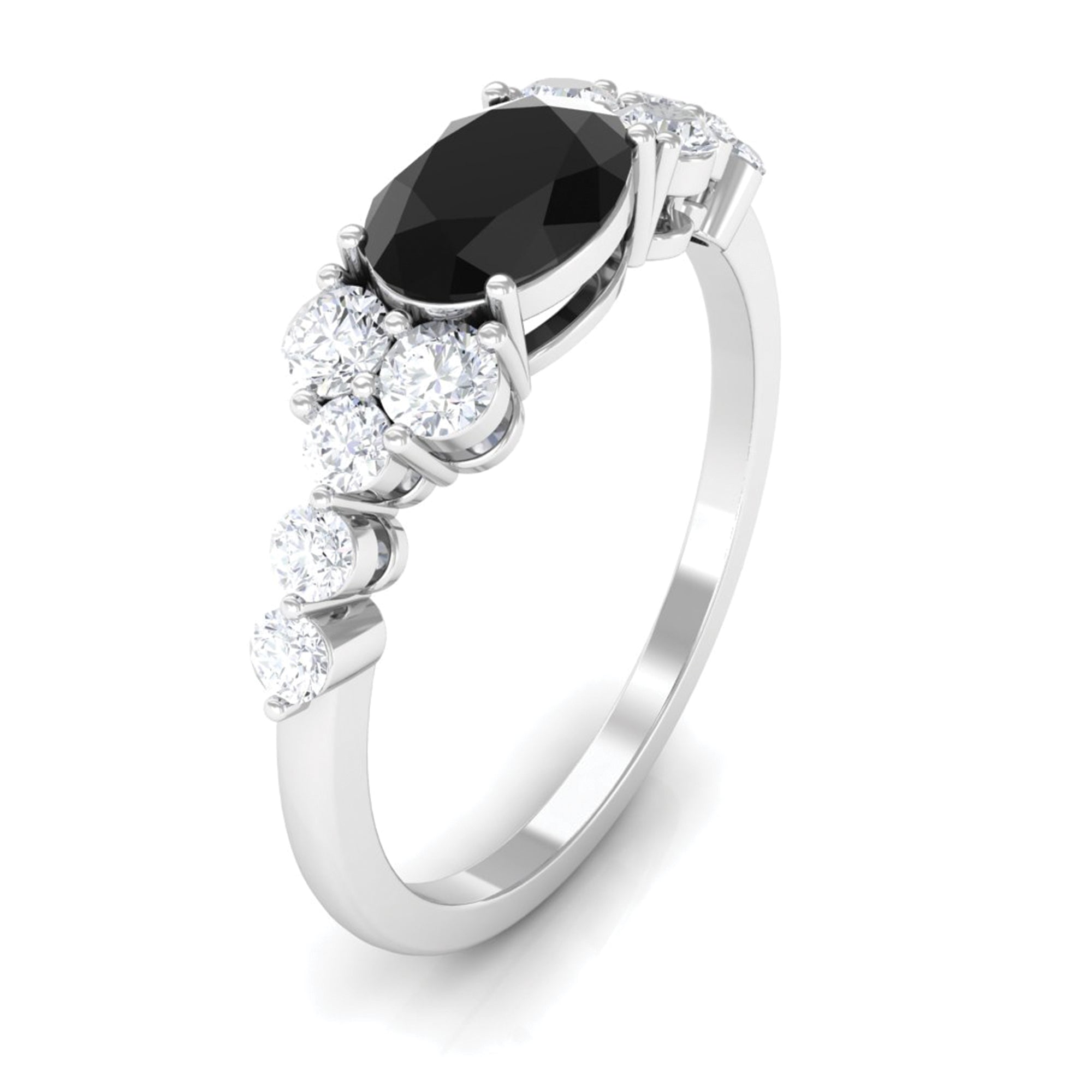 1.75 CT Solitaire Black Diamond East West Ring with Moissanite Black Diamond - ( AAA ) - Quality - Rosec Jewels