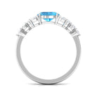 1.50 CT Swiss Blue Topaz Solitaire Ring with Diamond Stones Swiss Blue Topaz - ( AAA ) - Quality - Rosec Jewels