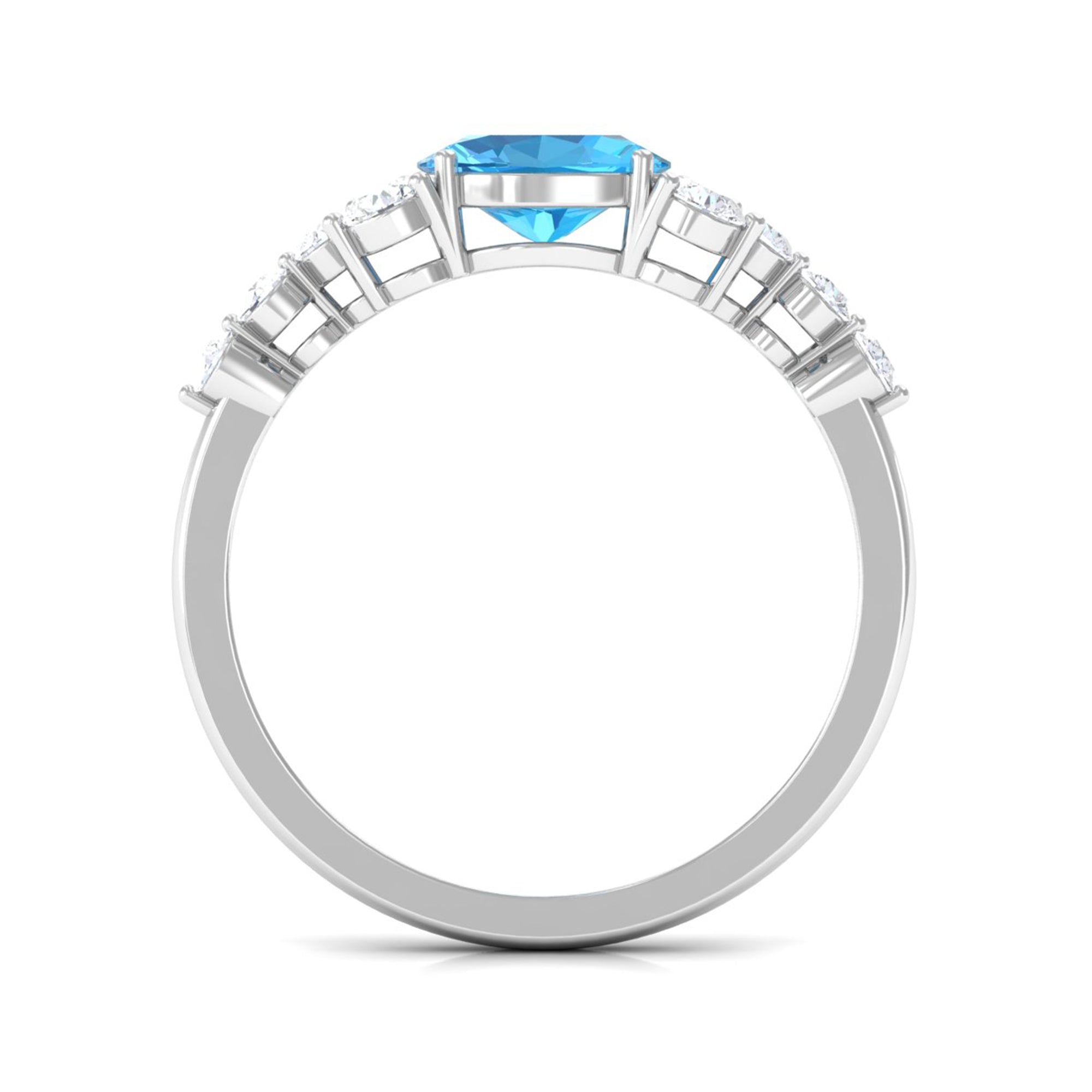 1.50 CT Swiss Blue Topaz Solitaire Ring with Diamond Stones Swiss Blue Topaz - ( AAA ) - Quality - Rosec Jewels