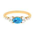 1.50 CT Swiss Blue Topaz Solitaire Ring with Diamond Stones Swiss Blue Topaz - ( AAA ) - Quality - Rosec Jewels