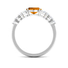 1.50 CT Oval Cut Citrine Solitaire East West Ring with Diamond Citrine - ( AAA ) - Quality - Rosec Jewels