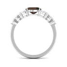 Solitaire Smoky Quartz East West Ring with Diamond Side Stones Smoky Quartz - ( AAA ) - Quality - Rosec Jewels