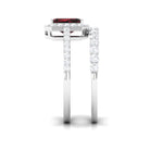 Certified Garnet and Moissanite Stackable Ring Set Garnet - ( AAA ) - Quality - Rosec Jewels