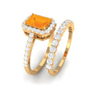 Real Fire Opal and Moissanite Stackable Ring Set Fire Opal - ( AAA ) - Quality - Rosec Jewels