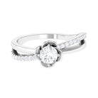 Certified Moissanite Flower Promise Ring Moissanite - ( D-VS1 ) - Color and Clarity - Rosec Jewels