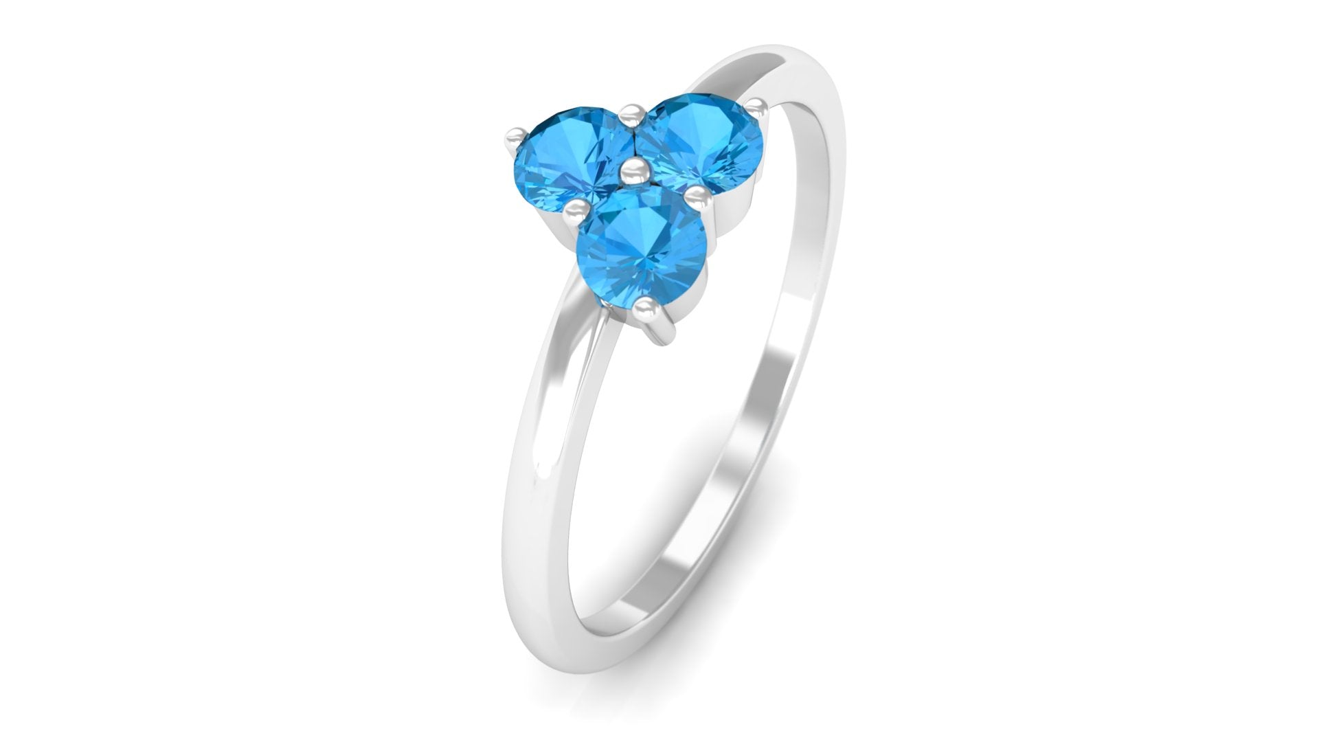 0.50 CT Swiss Blue Topaz Three Stone Promise Ring in Gold Swiss Blue Topaz - ( AAA ) - Quality - Rosec Jewels