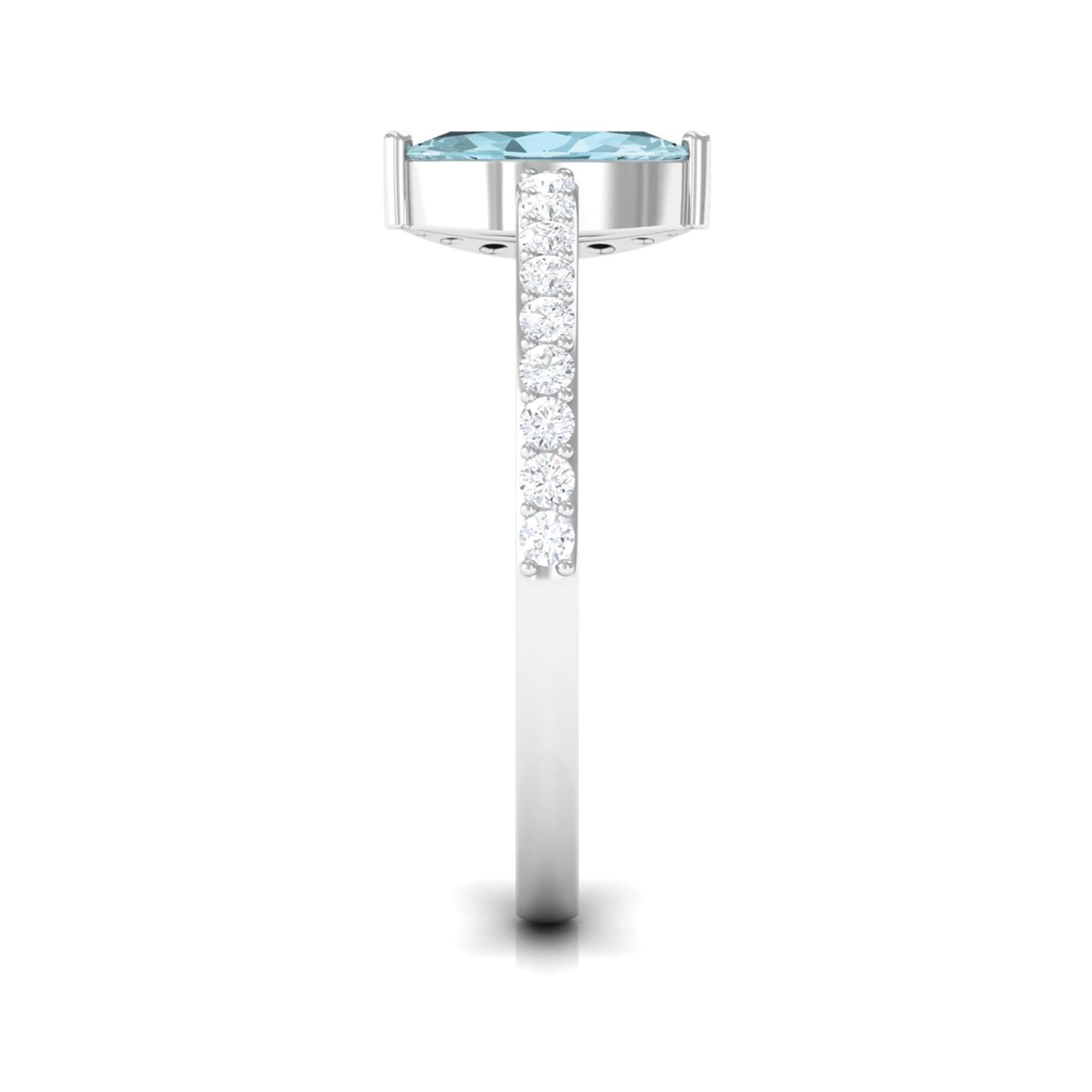 Marquise Cut Sky Blue Topaz and Diamond Minimal Ring Sky Blue Topaz - ( AAA ) - Quality - Rosec Jewels