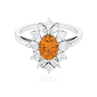 2.25 CT Oval Cut Citrine Cocktail Ring with Moissanite Stones Citrine - ( AAA ) - Quality - Rosec Jewels