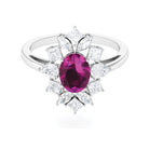 2.75 CT Natural Rhodolite Cocktail Ring with Moissanite Stones Rhodolite - ( AAA ) - Quality - Rosec Jewels