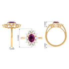 2.75 CT Natural Rhodolite Cocktail Ring with Moissanite Stones Rhodolite - ( AAA ) - Quality - Rosec Jewels