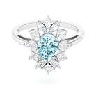 2.25 Carat Aquamarine and Moissanite Cocktail Ring Aquamarine - ( AAA ) - Quality - Rosec Jewels