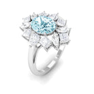 2.25 Carat Aquamarine and Moissanite Cocktail Ring Aquamarine - ( AAA ) - Quality - Rosec Jewels